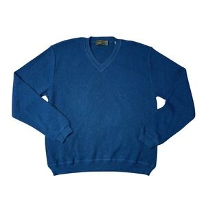 Peru Unlimited V-Neck Sweater Mens Medium Blue Excellent Baby Alpaca Wool Blend